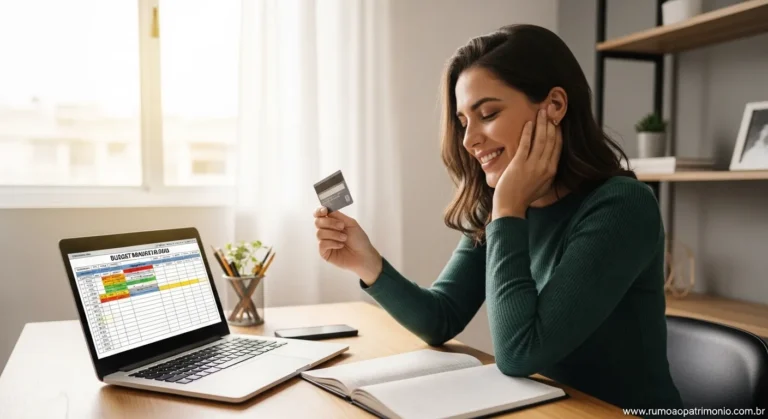 Cartão de Crédito: Como Zerar sua Fatura com Organização 8 Pessoa segurando cartão de crédito com expressão de alívio após organizar as finanças pessoais