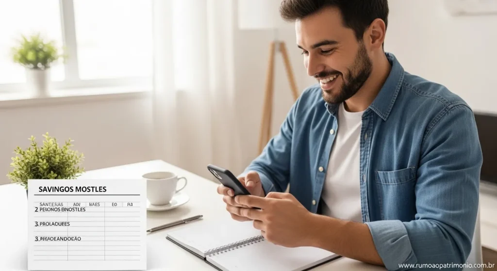 Pessoa investindo dinheiro mensalmente no celular — como investir dinheiro todo mês e criar hábitos financeiros saudáveis