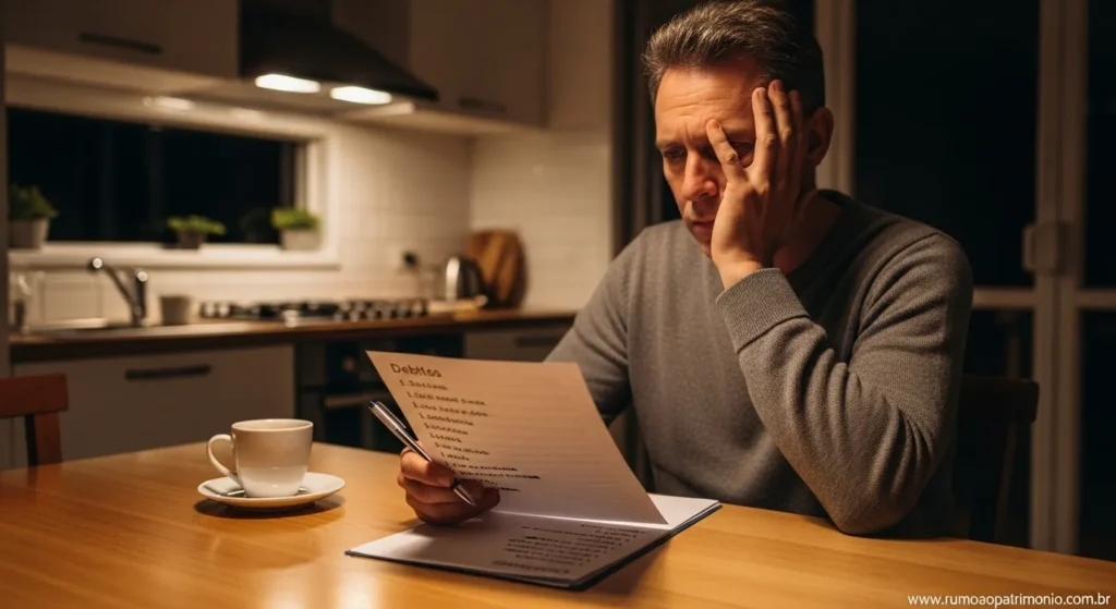 Pessoa calculando dividas em caderno como parte da educacao financeira pessoal