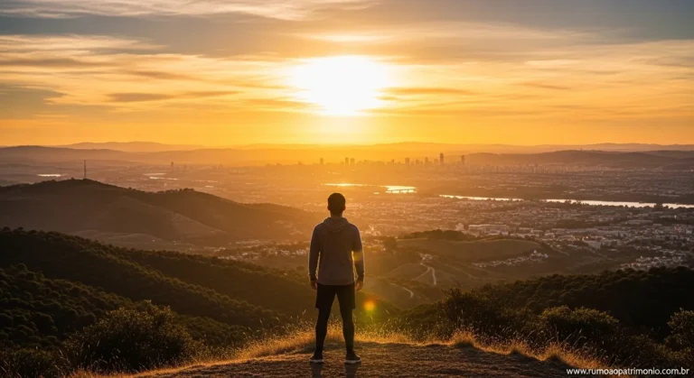 Pessoa olhando para o horizonte com expressão esperançosa representando os três níveis de prosperidade financeira