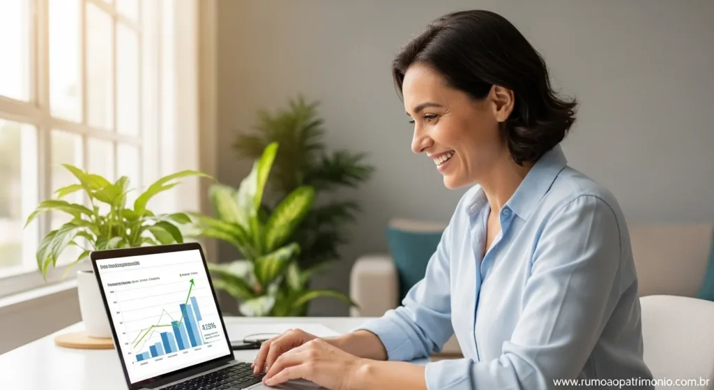 Pessoa feliz alcançando sucesso financeiro ao aprender investir com dívidas corretamente