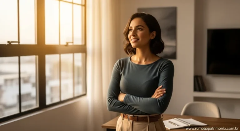 Pessoa olhando para o horizonte com expressão de esperança representando a transformação da vida financeira