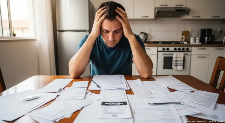 Como Sair das Dívidas e Recuperar Sua Vida Financeira 6 Pessoa preocupada olhando boletos e contas — como sair das dívidas