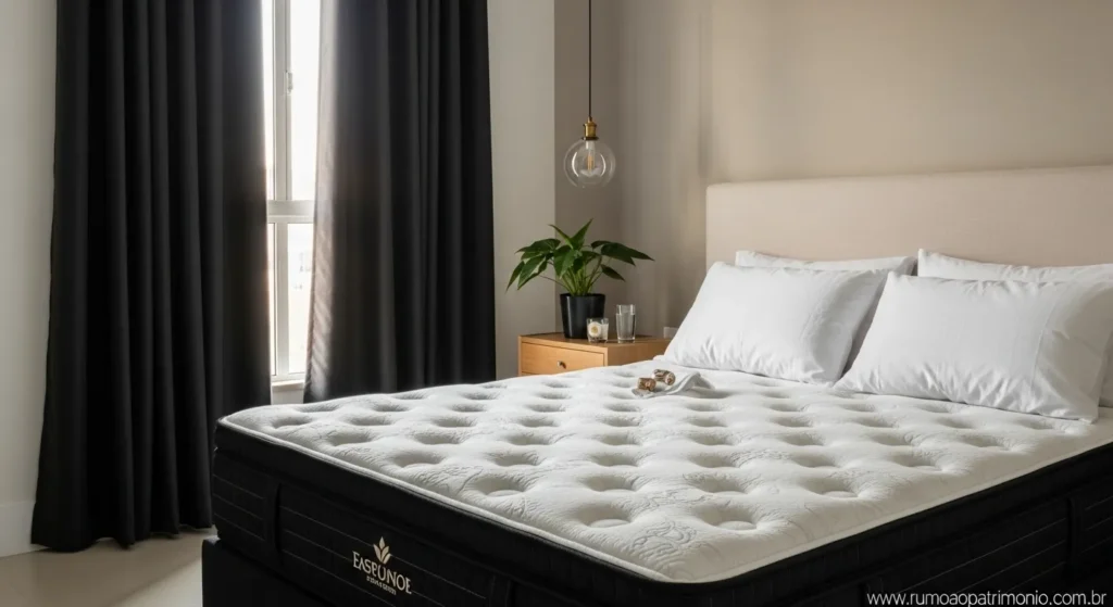 Quarto organizado com colchão de qualidade para sono reparador