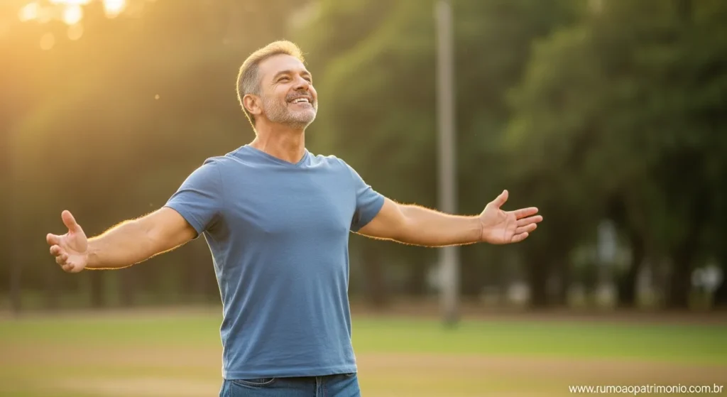 Homem de meia-idade ativo e vigoroso demonstrando saúde e disposição
