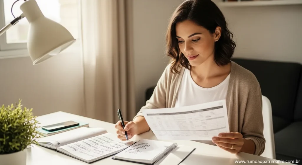 Pessoa organizada com planejamento e bons hábitos financeiros no dia a dia